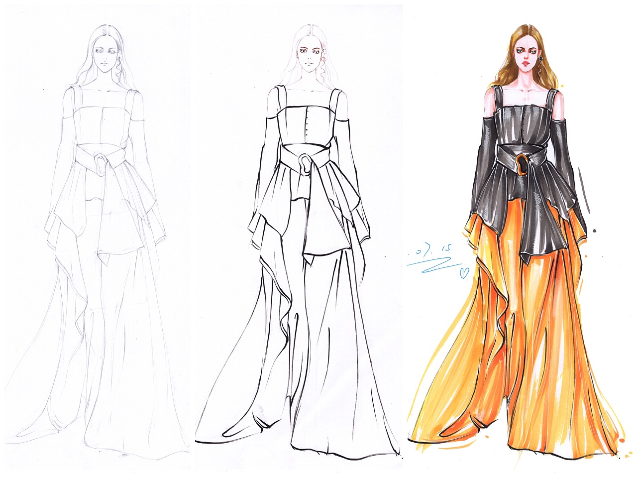 马克笔时装画手绘步骤详解